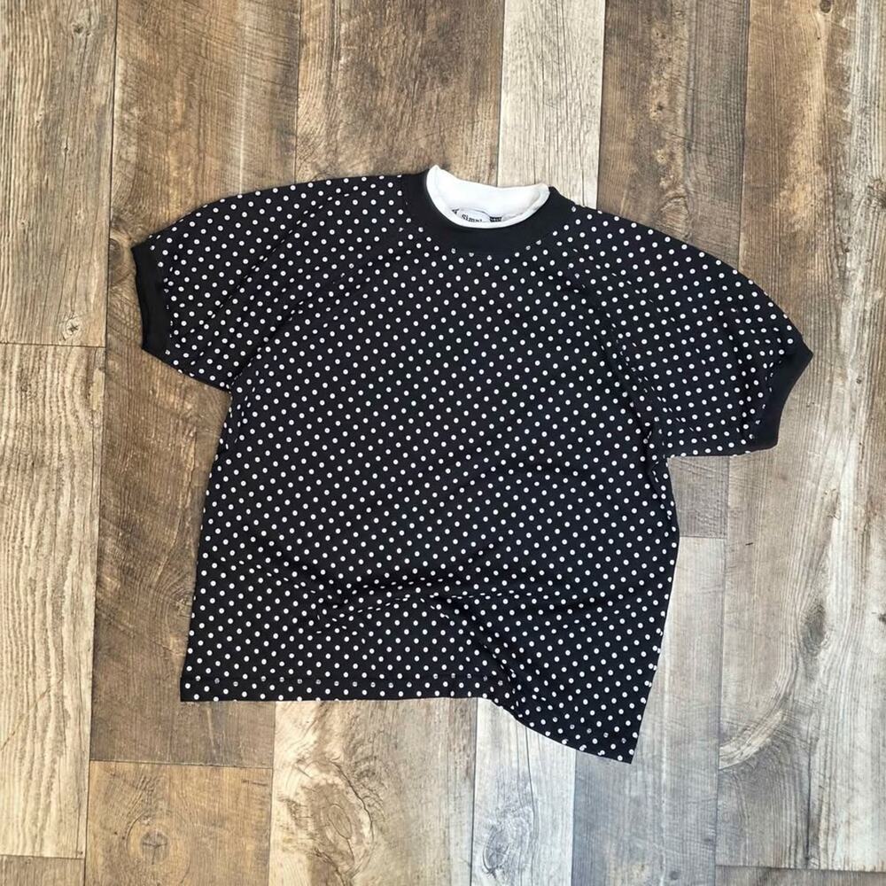 Y2K Polka Dot Top Black White Indie Sleaze Size XL